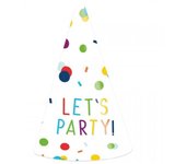 Amscan Let´s Party! Confetti Birthday Party Hats (Pack of 8) One Size blanco