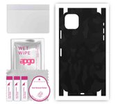 Adhesivo protector apgo para la parte trasera y laterales compatible con Apple iPhone 11 Pro Max, película envolvente, lámina, vinilo - Patrón camuflaje negro