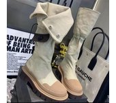 Botas altas hasta la rodilla estilo Chelsea de mezclilla con plataforma para mujer, zapatos de invierno, botas de moto góticas planas de diseñador, zapatos casuales, botas de nieve 35