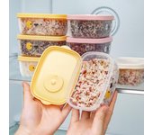 1 caja de arroz de grano grueso para refrigerador, portátil, sellada, pequeña, para conservar alimentos, para calentar en horno microondas. color rosa