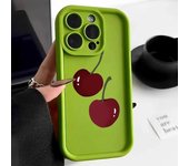 Bonita funda de teléfono con diseño de cerezas para iPhone 11, funda para iPhone 15, 14, 13, 12 Pro Max, X, XS, XR, 7, 8 Plus, SE 2020, funda de color caramelo mate suave For iPhone 12