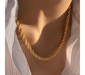Collar de lujo con diseño de masa frita gruesa y dorada, con giros, para mujer, con cadena de accesorios de diseño moderno y de nicho. 44cm