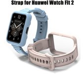Correa + funda para Huawei Watch Fit 2, cubierta de parachoques para reloj inteligente, pulsera de repuesto, correa de muñeca para Huawei Watch Fit 2 Huawei Watch Fit 2 color rosa
