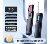 Detector de cámara inalámbrico, alarma protectora, sensor de seguridad, detector de errores, GPS, señal RF, rastreador de lentes, escáner de detección T15 para seguridad negro