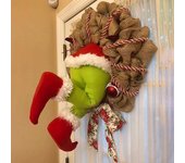 Decoración navideña, diseño de ladrón de arpillera, corona para puerta delantera de casa, aro, decoración navideña, Adornos de árbol de Navidad de Papá Noel S