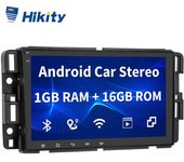 Hikity 1+16G Android 9.0 2 Din 8 pulgadas Radio de coche estéreo para GMC /Chevrolet /Buick /Hummer Wifi GPS Enlace espejo Bluetooth FM USB Vista trasera Salida de vídeo