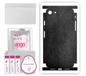 apgo Protective Skin Sticker for the back+sides compatible with Apple iPhone 8, Full Wrap Film, Foil, Vinyl - Pattern Black Leather