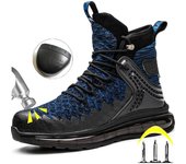 Zapatos de seguridad de alta calidad para hombre, zapatos con punta de acero, botas de seguridad para el trabajo a prueba de golpes y perforaciones, zapatillas de trabajo con amortiguación de aire para hombre, talla grande 37