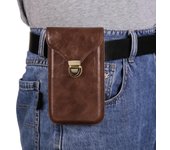 Funda de cuero de lujo con clip para cinturón para teléfono, riñonera para hombre, para iPhone 16, 15, 14, 13 Pro Max, Samsung S24, S23, S22 Plus, A55, A54, Redmi Note 12, 9 M(6.1 Inch) negro