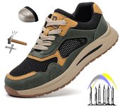 Botas de trabajo transpirables de verano para hombre, con puntera de acero, zapatos de seguridad, antideslizantes, para el trabajo, deportivas al aire libre, antiperforación 37 verde