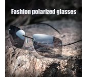Gafas de sol cuadradas sin montura para hombres, gafas de sol polarizadas para conducir, gafas superligeras sin montura