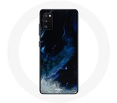 Coque Samsung Galaxy A41 Nuages de fumée multicolore de bleu gris et noir sur fond noir