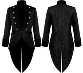 Cazadora Steampunk para hombre, abrigo estilo esmoquin estilo príncipe vintage, chaqueta medieval renacentista, ropa de juego de rol victoriana y eduardiana XS negro