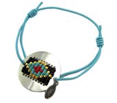 Les Trésors De Lily [P4279] - Brazalete etnico acero 'Navajos' plata turquesa