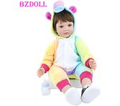 BZDOLL-Muñeca Reborn de silicona de 60CM, como vinilo Real, bebés pequeños para niña, obra de arte coleccionable realista de alta gama, vestir a Bebe 60cm Doll, Brown eyes amarillo