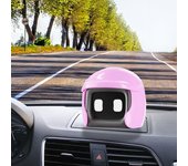 Figura de robot con casco para coche, adorable compañero de conducción, juguete para salpicadero de coche, miniadorno rojo