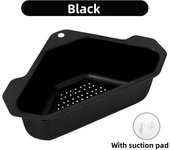 Cesta de drenaje triangular de acero inoxidable para fregadero de cocina, estante de filtro para escurridor de frutas y verduras, estante de almacenamiento, barra de cesta con ventosa