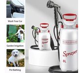Pistola de agua para lavado de autos de 5/8L, pulverizador neumático manual multifuncional para riego, baño y desinfección, ducha portátil para acampar.