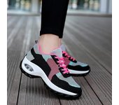 Zapatos de mujer Zapatos casuales de estilo coreano de suela gruesa Zapatos para mamá Superficie de malla tejida Zifei Estera transpirable Zapatos casuales Zapatos deportivos con balancín 36