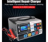 Reparación de pulso de alta frecuencia con enchufe europeo para SUV, camión, barco, motocicleta, cargador de batería de coche completamente automático, 12V/24V, 220W, alta potencia EU Plug
