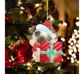 Colgante de Navidad reutilizable, exquisito, creativo, forma de Pug, colgante para árbol de Navidad para decoración de vacaciones en el hogar A