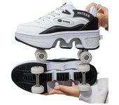 Patines de Ruedas Zapatos Deformados Fugitivos Zapatos de Polea de Doble Propósito de Cuatro Ruedas Zapatos Fugitivos para Adultos para Hombres y Mujeres Patines para Niños 33