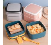 Lonchera bento japonesa con aislamiento multicapa: portátil, apta para microondas y que conserva la frescura. Square color rosa