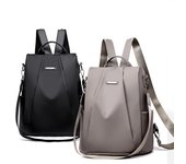 Mochila de viaje de tela Oxford sólida impermeable para mujer, mochila de hombro antirrobo de nailon, mochilas escolares, bolso para exteriores 29x11x31CM caqui