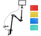 Kit de iluminación para videoconferencia USB Andoer que incluye 1 * luz de vídeo LED 3200K-5600K regulable + 1 *