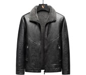 Chaqueta de cuero de lana gruesa y cálida a prueba de viento para hombre, abrigo informal a la moda para hombre, prendas de vestir de marca para exteriores, ropa de cuero clásica M