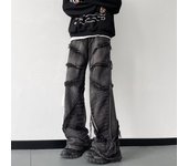 Pantalones rectos de mezclilla de cintura media con elástico alto y micro acampanados para hombre Four Seasons Containing Cotton M negro