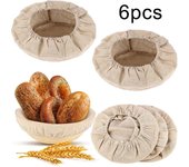 6 piezas de cesta de masa de pan con cubierta de tela fermentable de algodón 10 inch