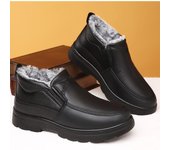 Botas de hombre, botines de alta calidad, zapatos casuales ligeros para hombre, zapatos de trabajo de piel cálidos para invierno para hombre, para exteriores 38 negro