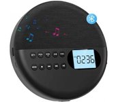 Reproductor de CD Bluetooth multifuncional, estéreo con altavoz dual, salida estéreo, función de absorción de impactos, repetición USB negro
