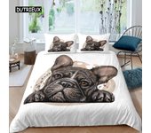 Funda de edredón con diseño de bulldog francés, juego de cama doble de poliéster con diseño de cachorro de chocolate, funda de edredón para mascotas, regalo para amantes de los perros EU single(135x200cm)