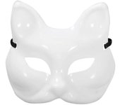 Máscara facial de zorro de plástico en blanco DIY hecho a mano disfraz fiesta Cosplay decoración