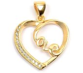 Les Trésors De Lily [L4380] - Colgante 'Love' de oro blanco bañado en oro - 20x18 mm oro