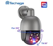Techage 4MP 8MP PTZ cámara de seguridad POE IP CCTV vigilancia 2K 4K cámara de vídeo al aire libre Ai detección humana Audio bidireccional ONVIF 8MP AU gris