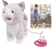 Juguete eléctrico para gatos que camina con correa, juguete de simulación de gato que canta, juguete de peluche para gatitos que ladran, juguete de aprendizaje para gatear para bebés, regalo para niños pequeños