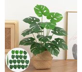 Plantas artificiales Monstera Deliciosa de 18 cabezas, centro de mesa realista para el hogar, la oficina, hojas falsas, vegetación falsa, decoración para interiores y exteriores verde