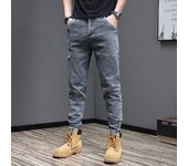 Nuevos pantalones vaqueros para hombre de primavera y otoño, ajustados, pequeños y rectos 100 con la tendencia de los pantalones casuales elásticos para hombre 28 gris