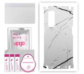 apgo Protective Skin Sticker for the back+sides compatible with Oppo Reno4 Pro, Full Wrap Film, Foil, Vinyl - Pattern White Marble