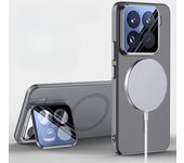 Funda trasera magnética de metal para Xiaomi 15 Pro Mi15, con soporte para cámara, a prueba de golpes, invisible y con soporte. for xiaomi 15 pro negro