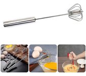 Batidora de mano de acero inoxidable, batidora de huevos, batidora semiautomática, manual, con giro automático, fácil de batir, espumador de leche L