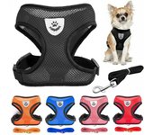 Suministros para mascotas Chihuahua Pug Bulldog Collar de tela de malla transpirable chaleco para cachorro arnés para mascotas correa para perro S rojo rosa