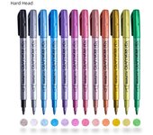 12 rotuladores metálicos de colores, rotuladores de pintura plateados y dorados para papel negro, vidrio, pintura rupestre y Halloween. negro