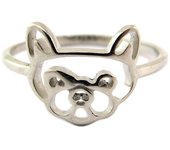 Anillo de plata 'Bulldog' de plata (rodiado) 56 plata