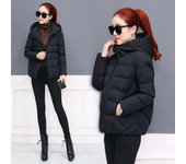 Chaqueta acolchada corta y gruesa de invierno Versión coreana de chaqueta acolchada con capucha suelta para mujer Chaqueta acolchada pequeña para mujer Chaqueta de invierno XXXXXL negro