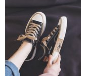 Zapatos de mujer Zapatillas de deporte gruesas para mujer Zapatos de plataforma plana con suela gruesa y cordones de lona de oso 40