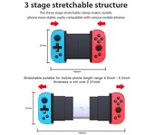 Controlador de juegos Bluetooth, mando inalámbrico, mando telescópico, Joystick para juegos para teléfono móvil Android azul/rojo